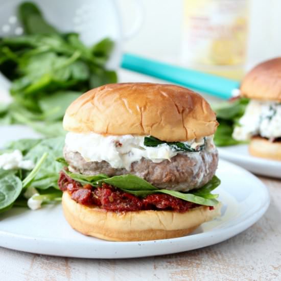 Spinach Artichoke Turkey Burgers