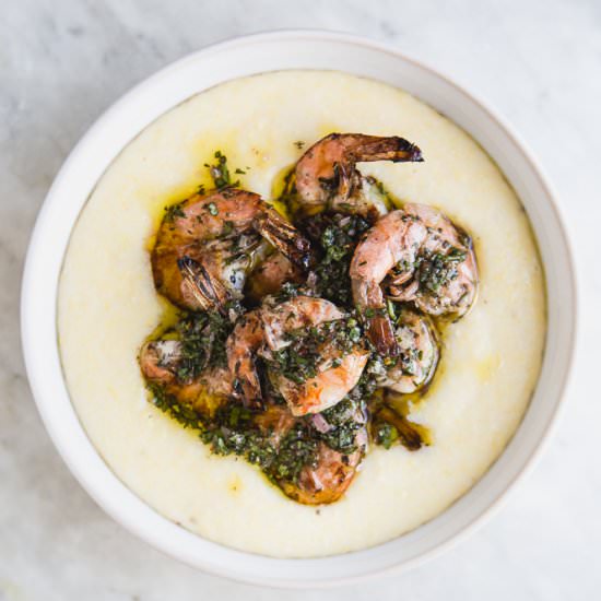 Chimichurri Shrimp With Polenta