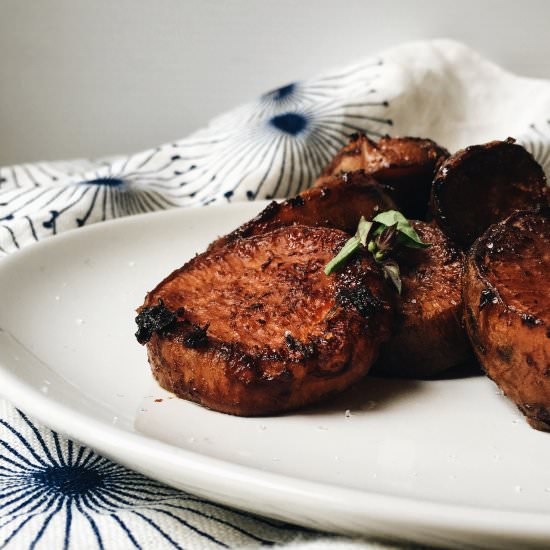 Sticky Slow Roasted Sweet Potato