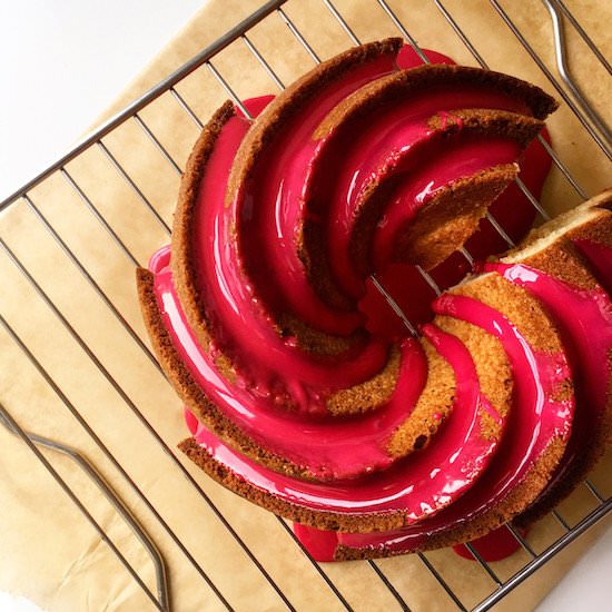Almond Cake with Hibiscus Glaze