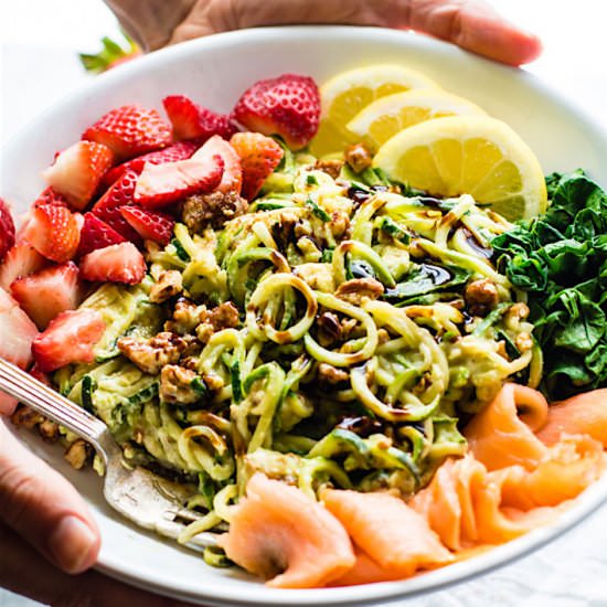 Salmon Strawberry Zucchini Pasta