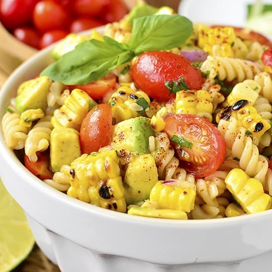 Grilled Corn and Avocado Pasta Sala