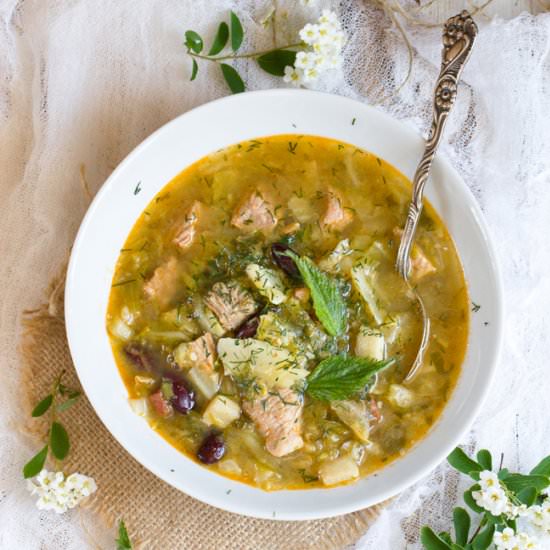 Young Cabbage, Pork and Nettle Stew