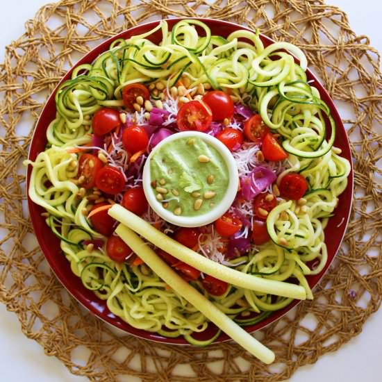 Zoodles With Basil Cream Sauce