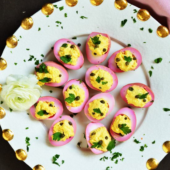 Pickled Beet Deviled Eggs