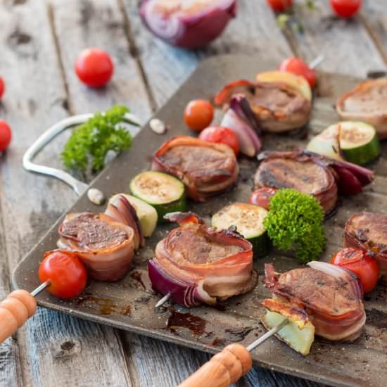 Bacon Wrapped Port Skewers