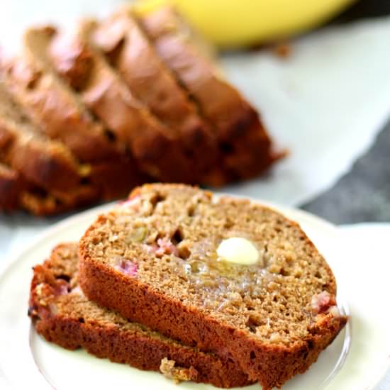 Healthy Rhubarb Banana Bread