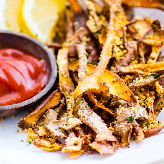 Oven Baked Sweet Potato Skin Fries