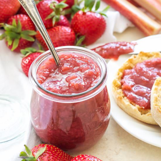 Easy Strawberry Rhubarb Vanilla Jam