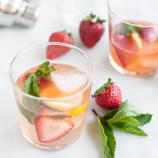Bourbon Strawberry Smash Cocktail