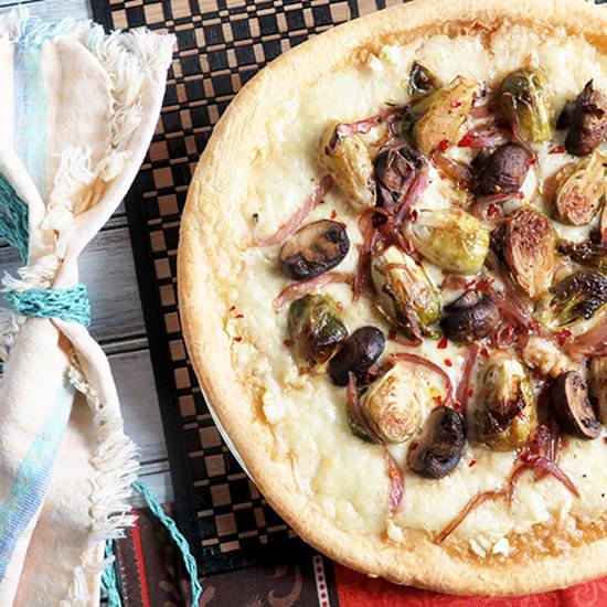 Brussel Sprouts and Mushroom Pizza
