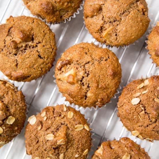 Apple Cinnamon Walnut Bran Muffins