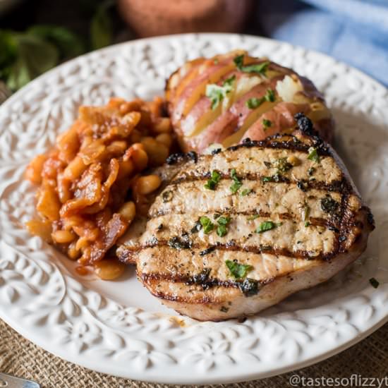 Grilled Basil Lemon Pork Chops