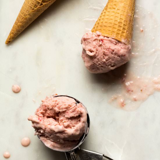 Strawberry Ice Cream with Rhubarb