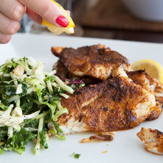 Blackened Tilapia with Cole Slaw