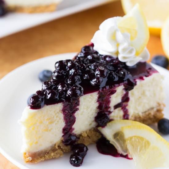 Lemon Cheesecake w/ Blueberry Sauce