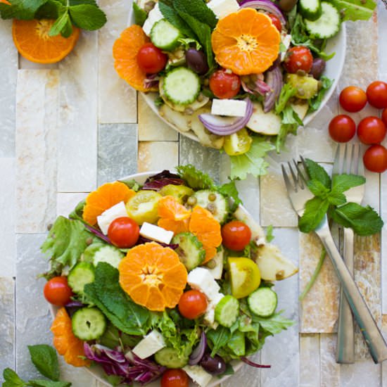Orange Lentil Greek Salad