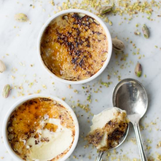 Pistachio Rum Creme Brulee