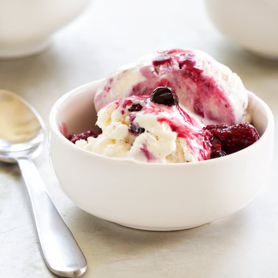 No-Churn Roasted Berry Ice Cream