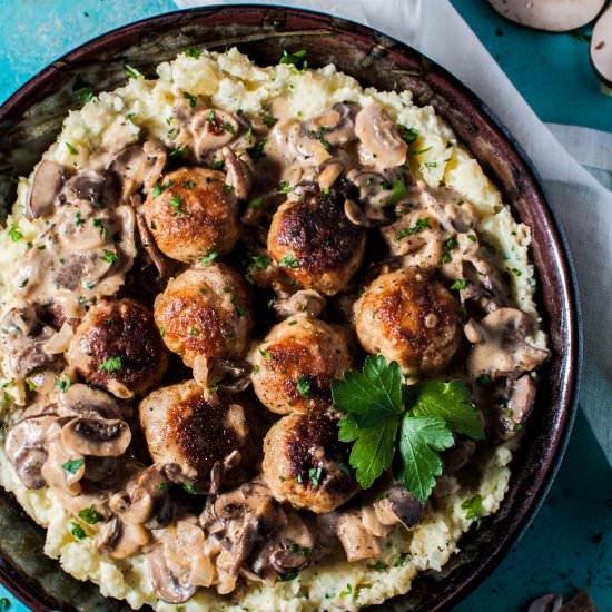 Creamy Mushroom Chicken Meatballs