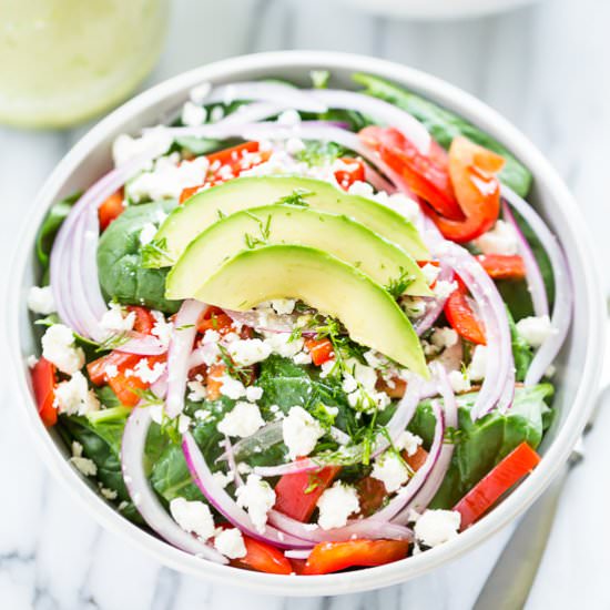 Red Pepper Feta Spinach Salad