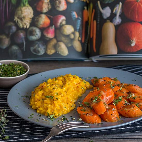Braised carrots with risotto