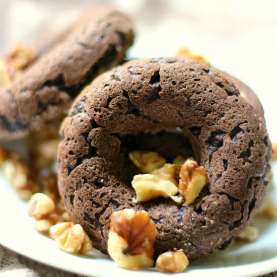 Dark Chocolate Walnut Doughnuts