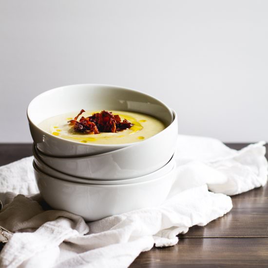 Celery-Potato Soup with Prosciutto