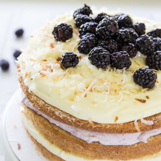 Blackberry Pina Colada Cake