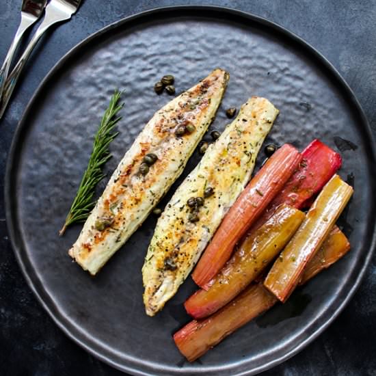 Mackerel and rhubarb