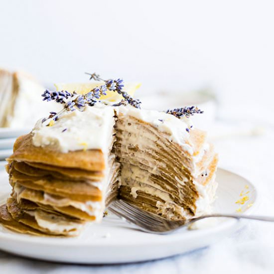 Lemon Lavender Crepe Cake