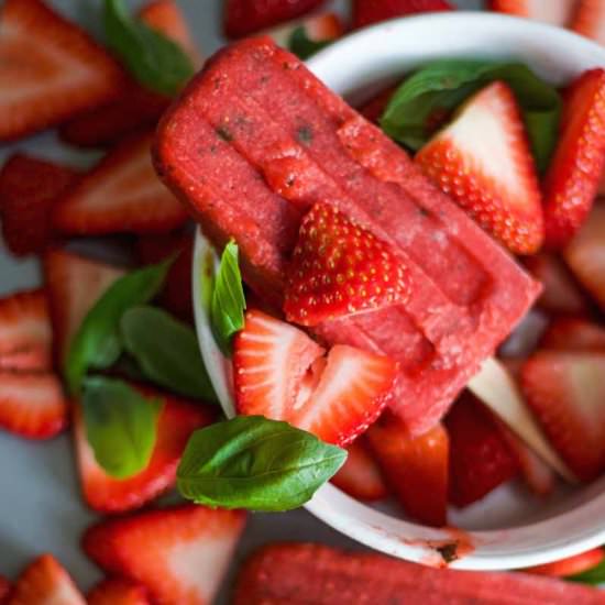 Strawberry Basil Popsicles
