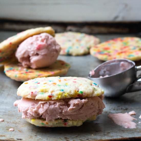 Strawberry Rhubarb Ice Cream Sandwich