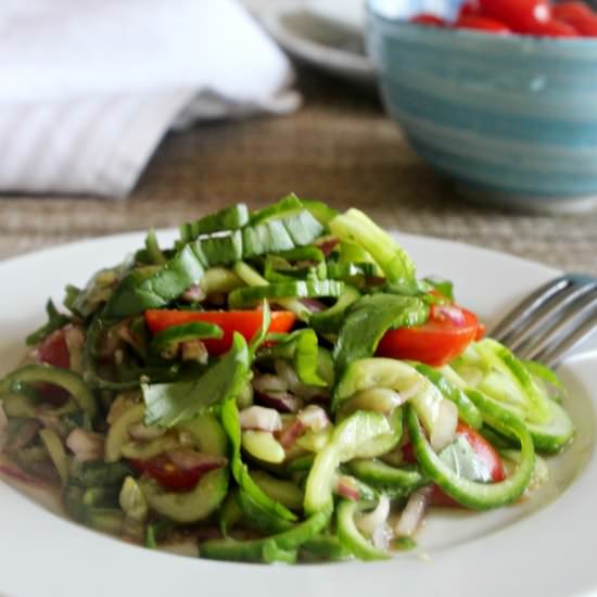 Cucumber Salad with Basil & Tomato