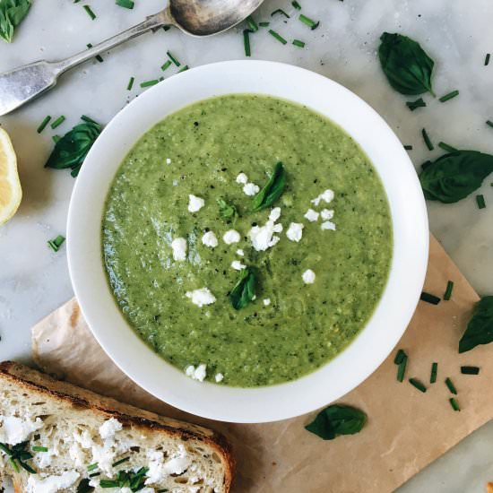Broccoli Soup with Goats Cheese