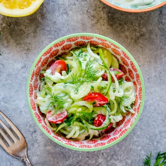 Cucumber Noodle Tzatziki Salad