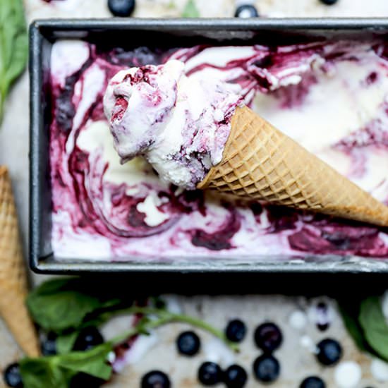 Blueberry-Basil Ice Cream