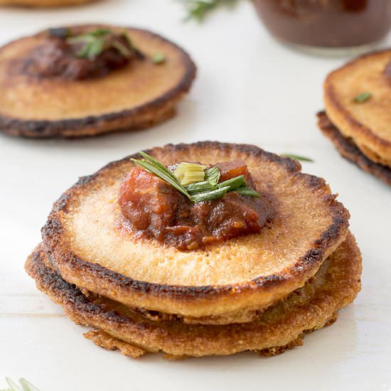 Johnnycakes with Herb-Tomato Jam