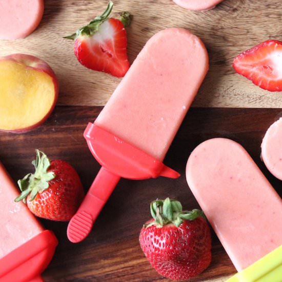 Peach, Strawberry & Lime Ice Pops