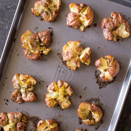 Smashed and Roasted Parmesan Potato