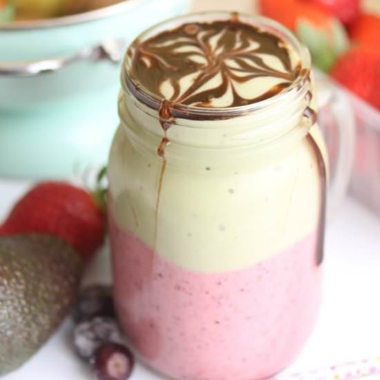 Layered Smoothie with Berries and Avocado