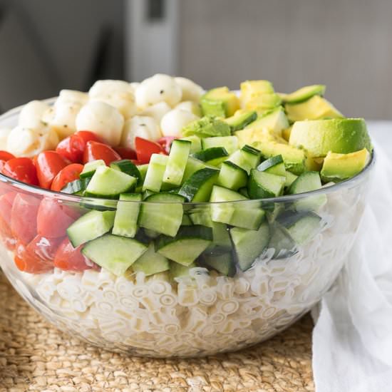 Avocado Caprese Pasta Salad