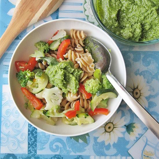 Mixed Vegetables Saute Pesto Pasta