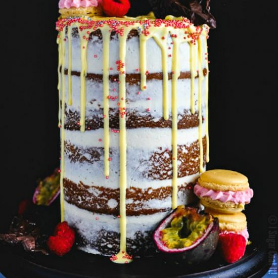 Passion Fruit Raspberry Naked Cake