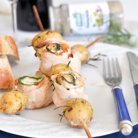 Chicken-Zucchin-Pancetta skewers