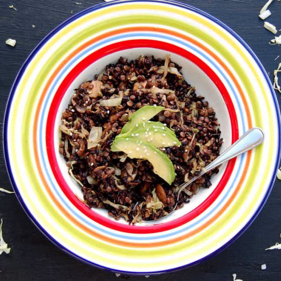Veggie Fried Black Rice & Lentils