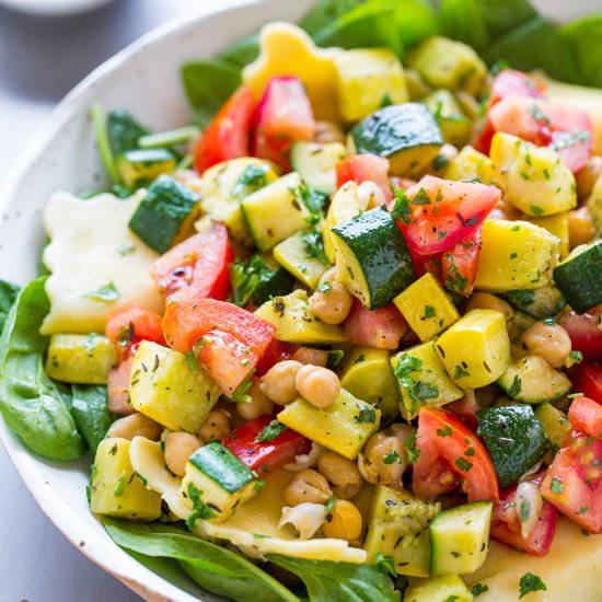 Ravioli & Vegetable Spinach Salad