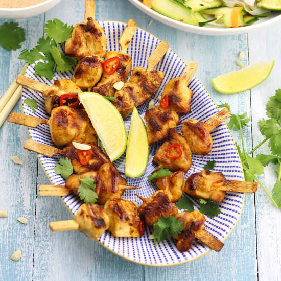 Chicken Skewers with Noodle Salad