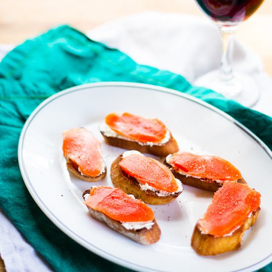 Salmon and Goat Cheese Crostini