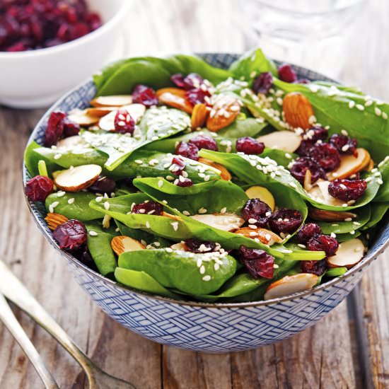 Cranberry Almond Spinach Salad